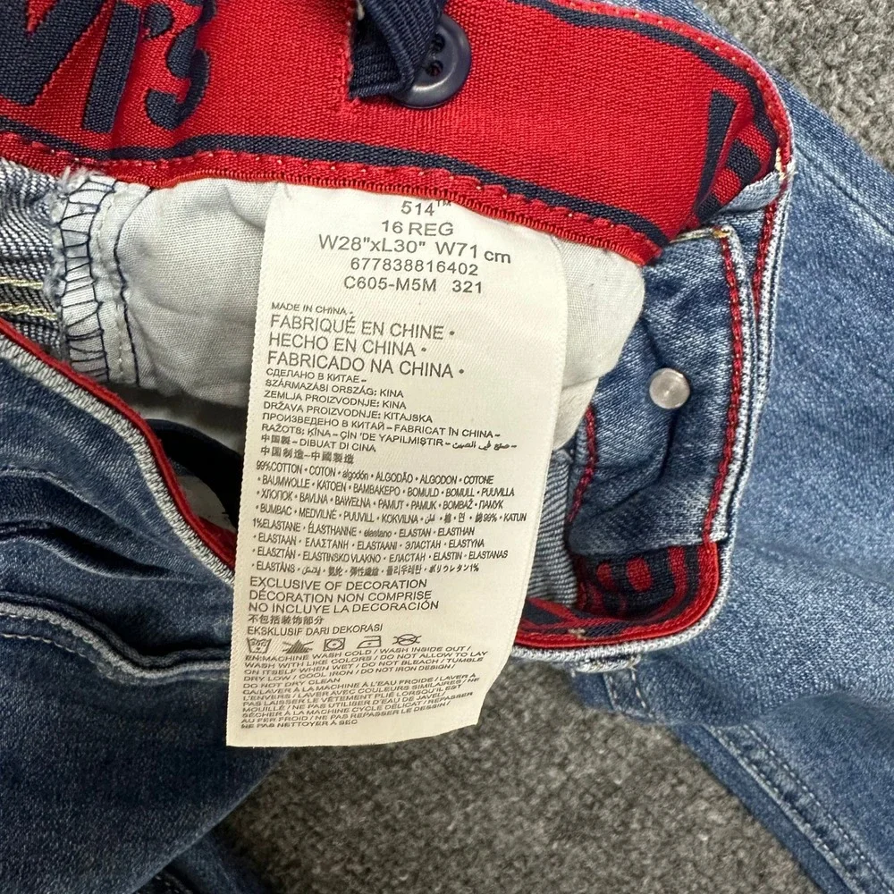 Levi's Jeans Boys Size 16 REG Blue 514 Straight Fit Stretch Denim W28 L30